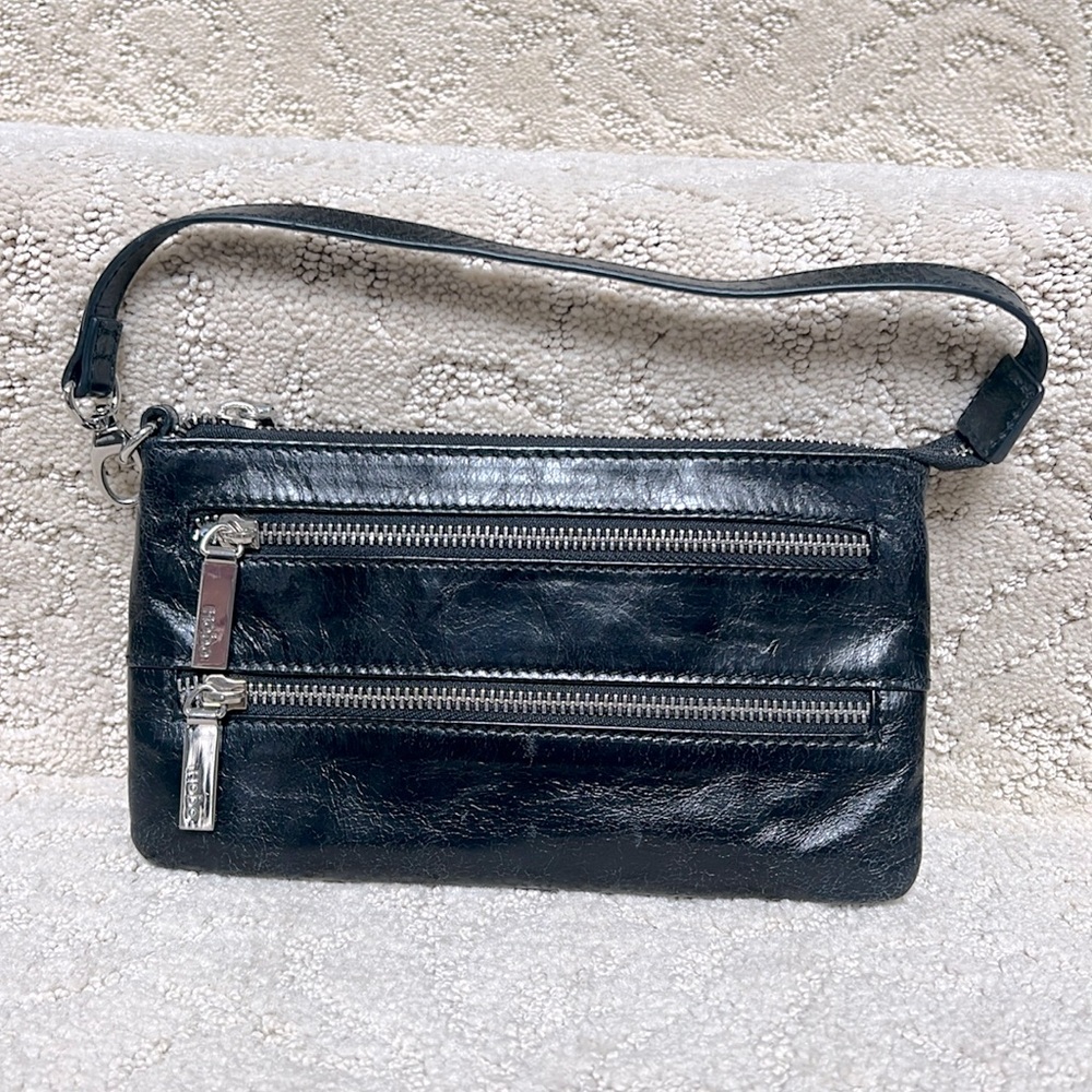 Hobo black leather clutch/wallet